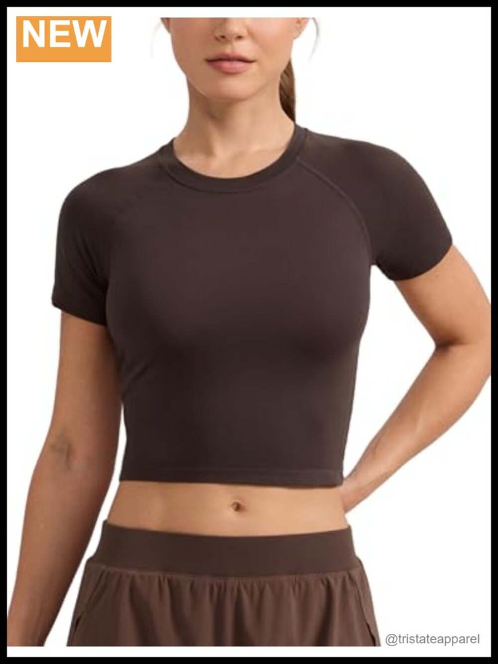 Seamless Crop Top Crew Neck Short Sleeve Running Training Tee